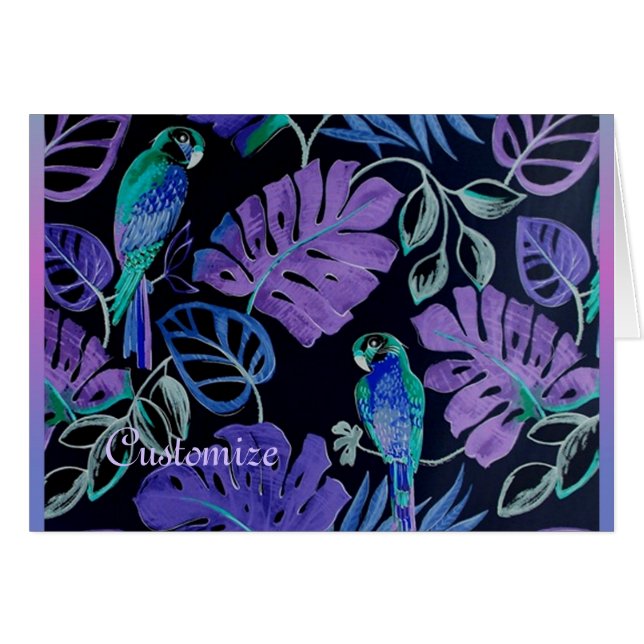 Tarjeta de paraíso de loro tropical (Anverso (Horizontal))