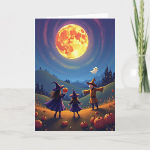 Tarjeta de Parche de Calabaza Iluminada por la Lun