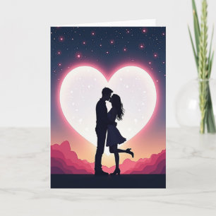 Tarjeta de Pareja Besándose Minimalista