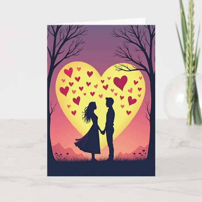 Tarjeta de Pareja Corazones Romance Amor (Anverso)