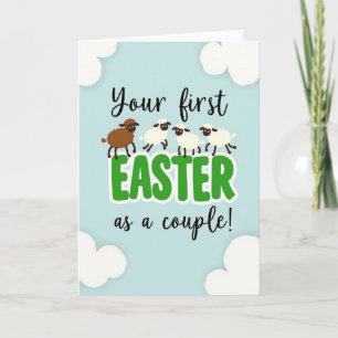 Tarjeta de Pareja de Corderos de Pascua Pastel