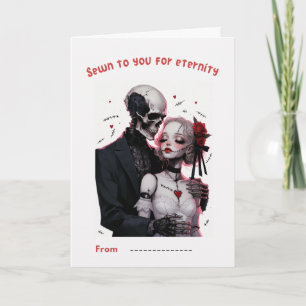 Tarjeta de Pareja de Esqueleto Cosida para Ti por 