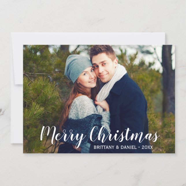 Tarjeta de pareja de fotos de navidad de merry W (Anverso)