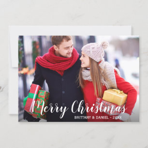 Tarjeta de pareja de fotos navideñas de Feliz WSt