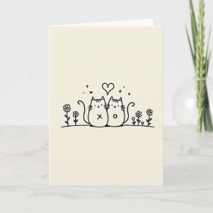 Tarjeta de Pareja de Gatos Adorables
