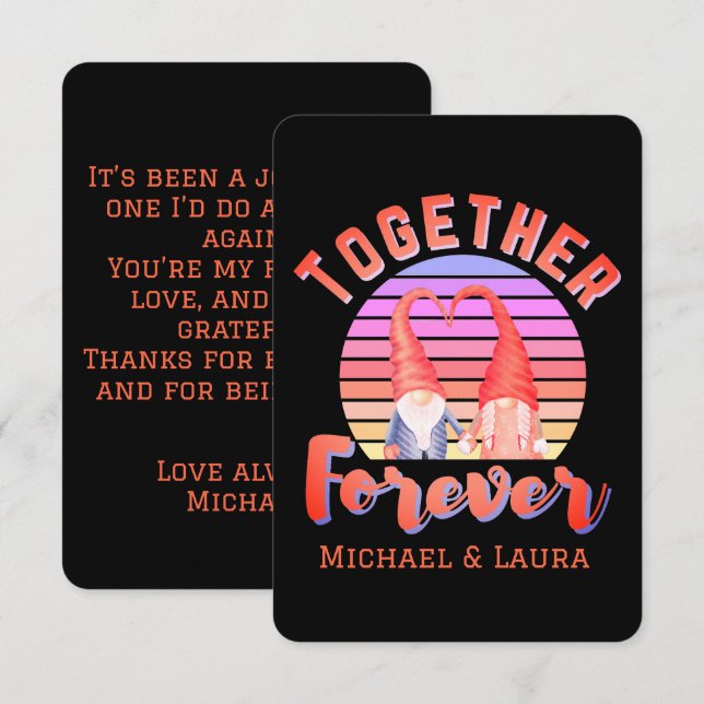 Tarjeta de pareja de gnomos para siempre (Anverso / Reverso)