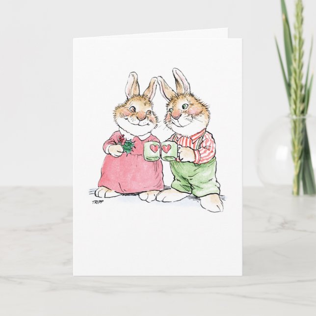 Tarjeta de pareja de navidades Conejo (Anverso)