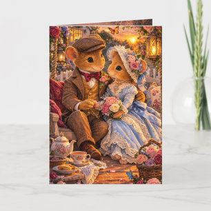 Tarjeta de Pareja de Ratones Pensando en Ti Románt