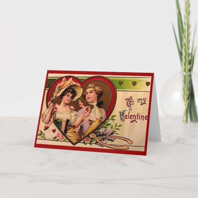 Tarjeta de pareja de San Valentín victoriano (Anverso)