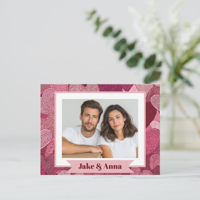 Tarjeta de pareja del día de San Valentín | Foto p (Anverso de pie)