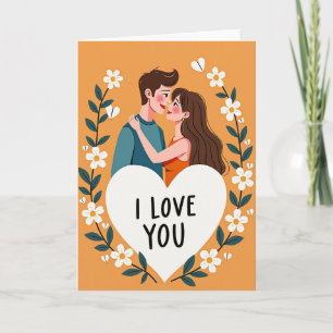 Tarjeta de Pareja Floral Te Amo