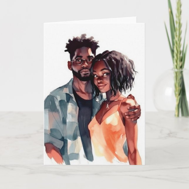 Tarjeta de pareja negra de San Valentín (Anverso)