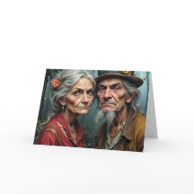 Tarjeta de Pareja Rebeldes Arrugados Paz Amor y Lo