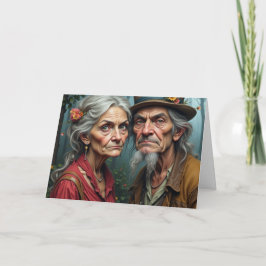 Tarjeta de Pareja Rebeldes Arrugados Paz Amor y Lo