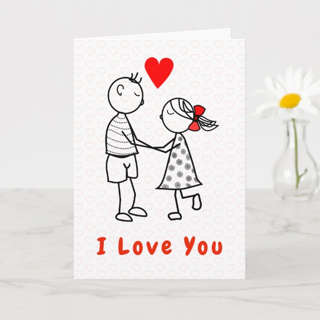 Tarjeta de Pareja Romántica Adorable Te Amo (Planta pequeña)