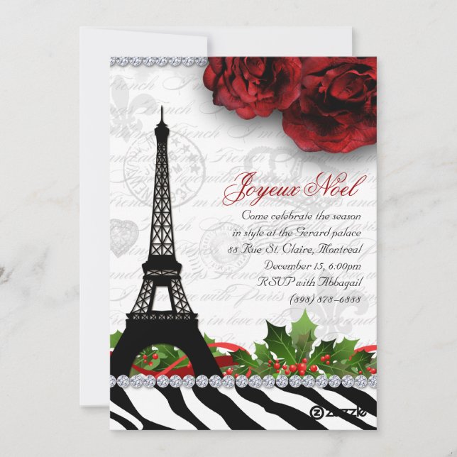 Tarjeta de París 252 Navidades Torre Eiffel Zebra (Anverso)