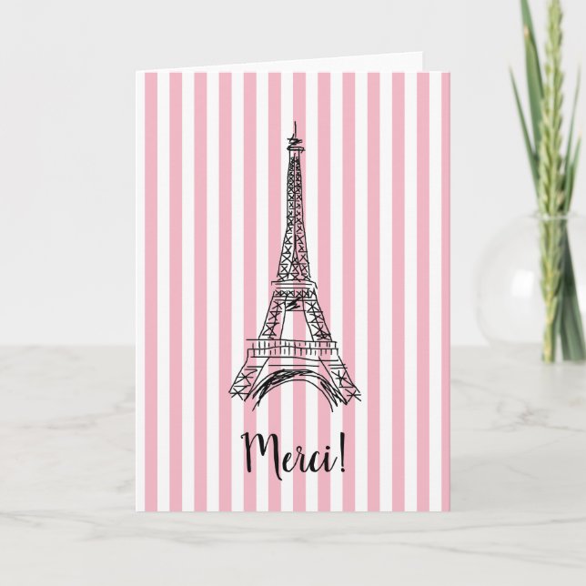 Tarjeta de París de la torre Eiffel de Merci (Anverso)
