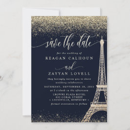 Tarjeta de París Torre Eiffel Marina Dorado Save T