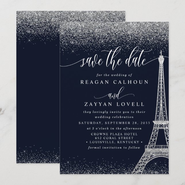 Tarjeta de París Torre Eiffel Marina Plata para Gu (Anverso / Reverso)
