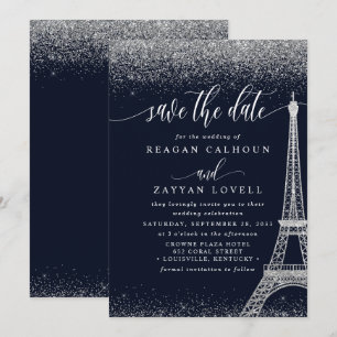 Tarjeta de París Torre Eiffel Marina Plata Save Th