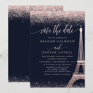 Tarjeta de París Torre Eiffel Rosa Dorado para Gua