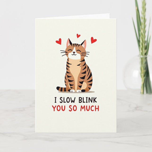Tarjeta de parpadeo lento de amor de gato (Anverso)
