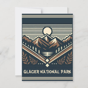 Tarjeta de Parque Nacional Glaciar Clásico/Vintage