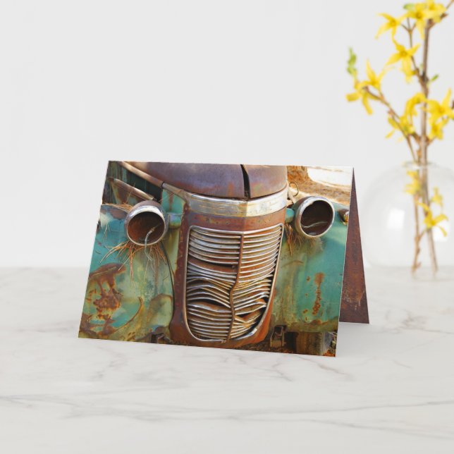 Tarjeta de parrilla de coches de época (flor amarilla)