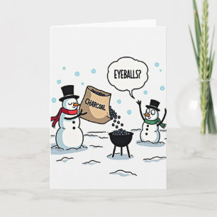 Tarjeta de parrilla de muñecos de nieve de ojos di