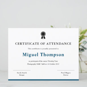 Tarjeta de participante formal del certificado de 