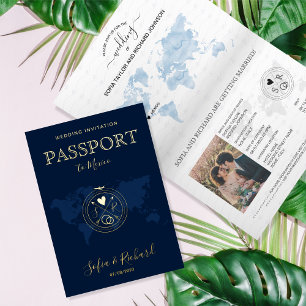 Tarjeta de Pasaporte de Mapa Mundial para Boda de