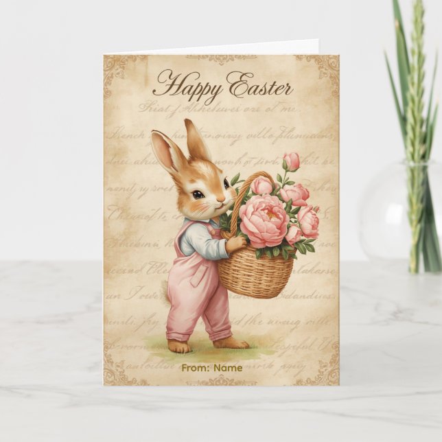 Tarjeta de Pascua Alegre - Coronitas de Conejito P (Anverso)