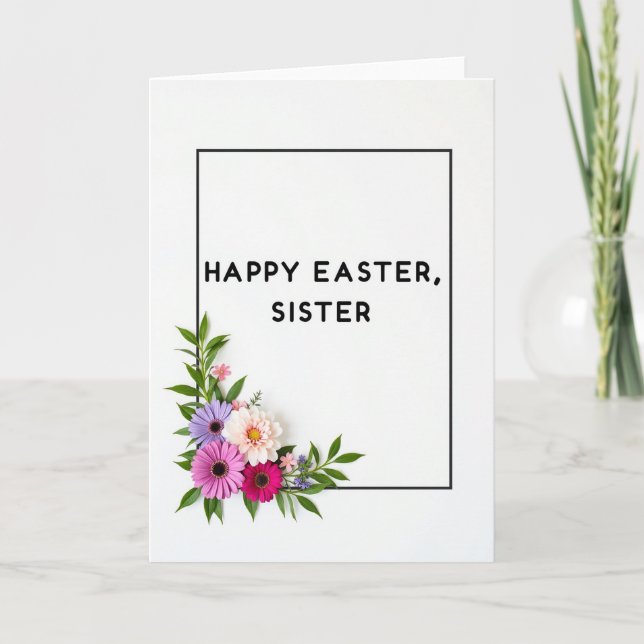 Tarjeta de Pascua alegre para hermana (Anverso)