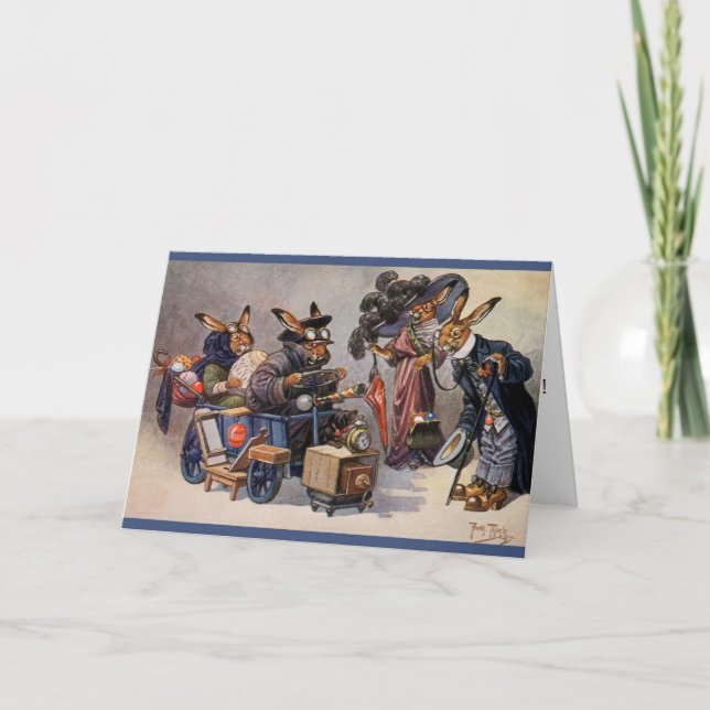 Tarjeta de Pascua Arthur Thiele - Bunnies en Autom (Anverso)