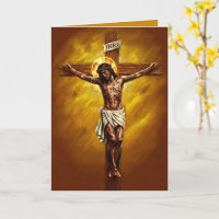 Tarjeta de Pascua Bendita Jesús Crucificado Oro