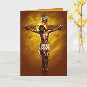 Tarjeta de Pascua Bendita Jesús Crucificado Oro