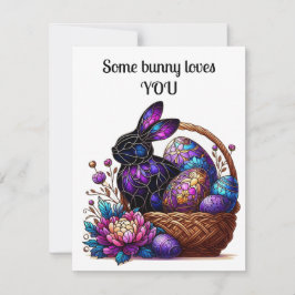 Tarjeta de Pascua brillante diseño de conejito her