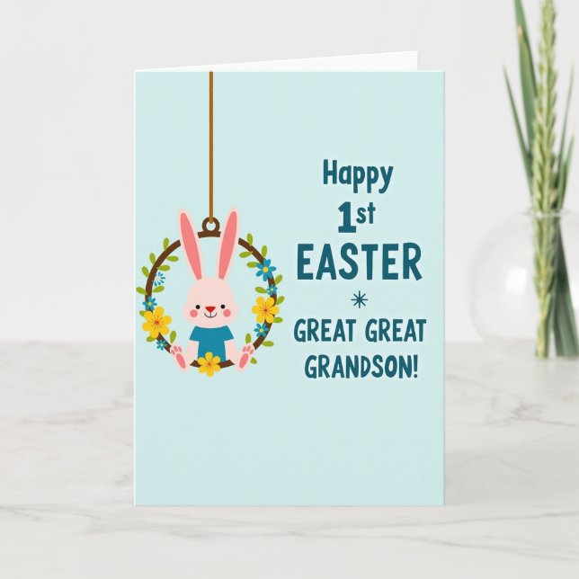 Tarjeta de Pascua Bunny Floral 1St (Anverso)