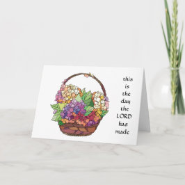 Tarjeta de Pascua, canasta de flores con verso de