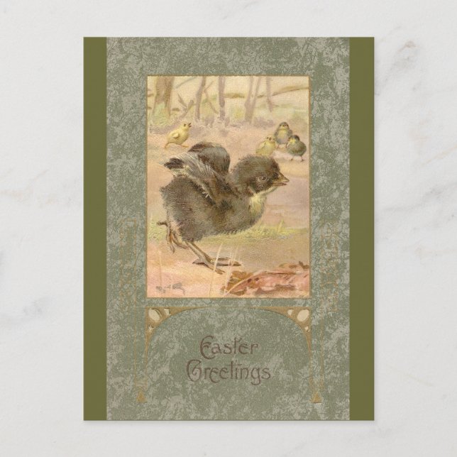 Tarjeta de Pascua Chick Vintage (Anverso)