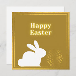 Tarjeta de Pascua Classic Gold White Bunny