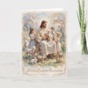 Tarjeta de Pascua con Bendiciones Alegres de Pascu