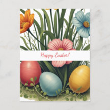 Tarjeta de Pascua con colores pastel suaves