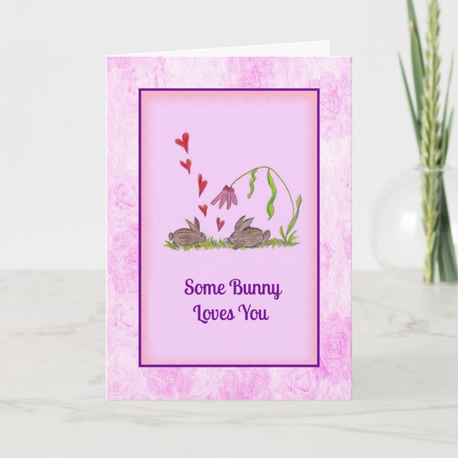 Tarjeta de Pascua con conejitos para la hija (Anverso)