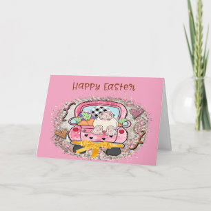 Tarjeta de Pascua con conejo divertido