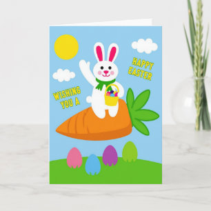 Tarjeta de Pascua con conejo que saluda