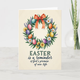 Tarjeta de Pascua con Corona de Primavera
