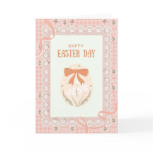 Tarjeta de Pascua con encaje y tela estampada