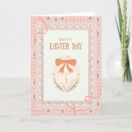 Tarjeta de Pascua con encaje y tela estampada