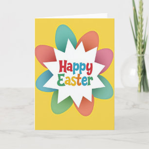 Tarjeta de Pascua con Estallido de Estrellas Feliz